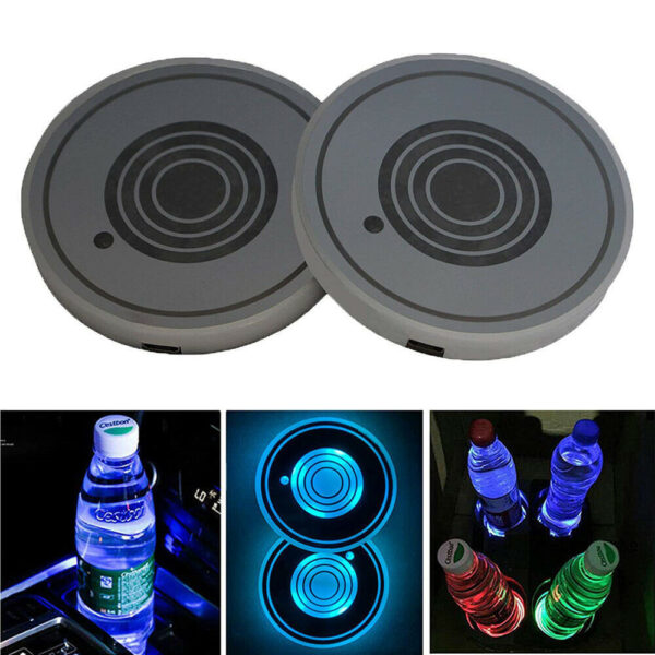 USB Charging Car Led Cup Holder Water Bottom Mat - Image 3