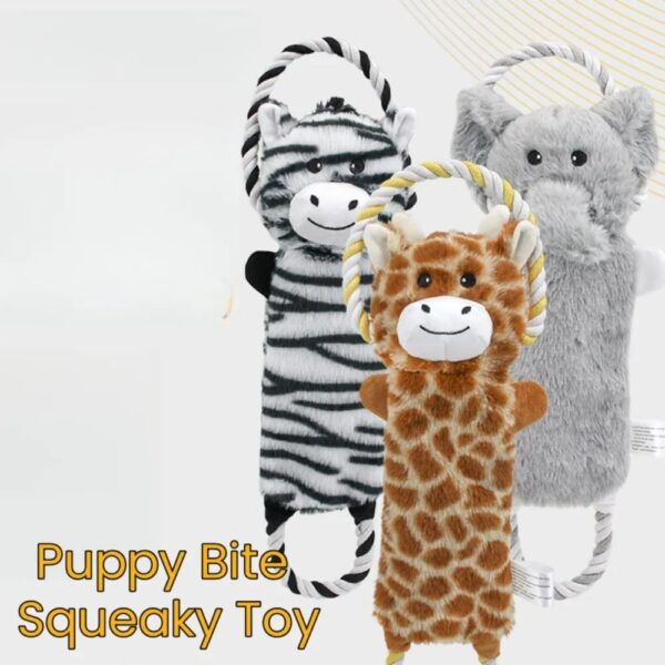 Funny Plush Dog Toys Stuffed Animal-Shaped Zebras Elephant Pet Chew Squeaky Toy Bite Resistant With Rope - Image 7
