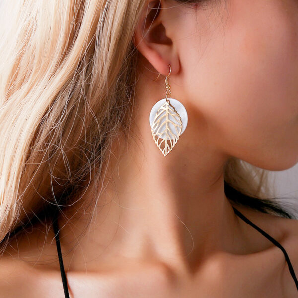 All-match Geometric Earrings Natural Shell Leaf Combination Earrings Earrings Earrings - Image 4