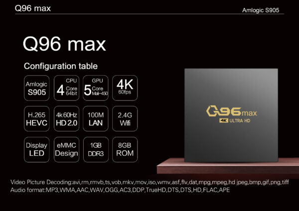 Q96 MAX S905 Android Video BOX 4K Set-top BOX TV BOX Network Set-top BOX TV BOX - Image 9