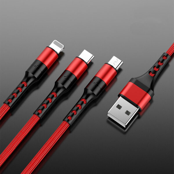 Braided One With Three Data Android Fast Charging Cable - Image 4