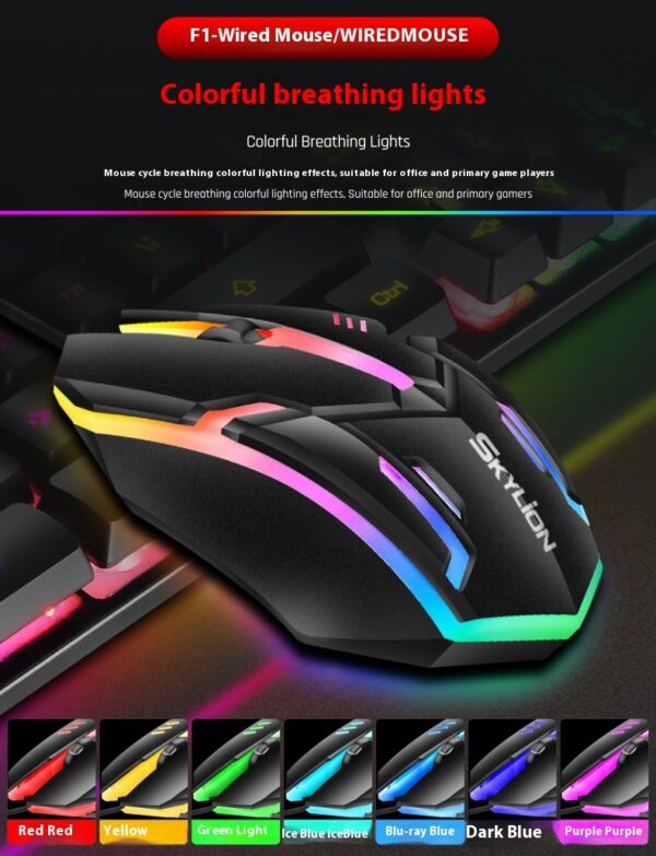 Wired Luminous Mouse Office Home Games USB Desktop Computers And Laptop Universal PlayerUnknown's Battlegrounds - Image 5