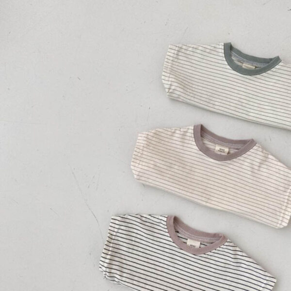 Korean Style Baby Casual Striped Short-sleeved T-shirt - Image 4