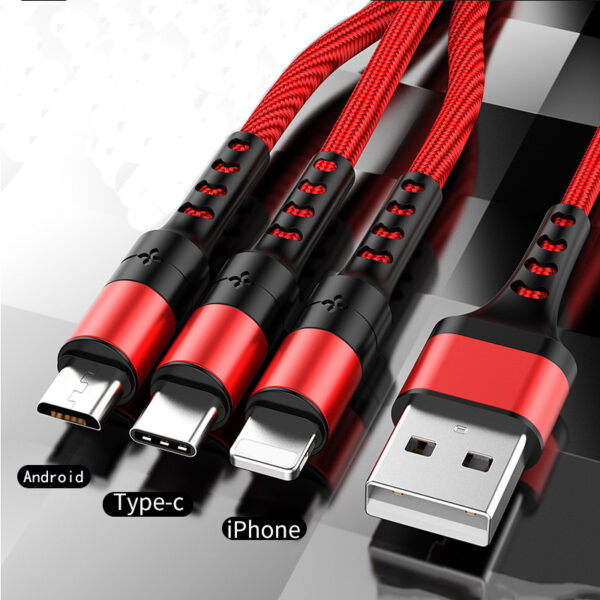 Braided One With Three Data Android Fast Charging Cable - Image 3