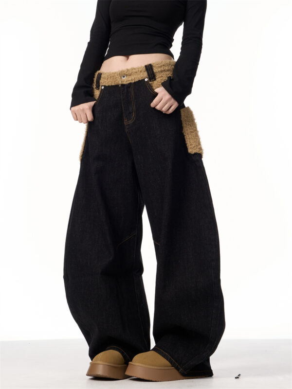 Retro Minority Design Inside-out Wear Stitching Jeans For Women - Image 6