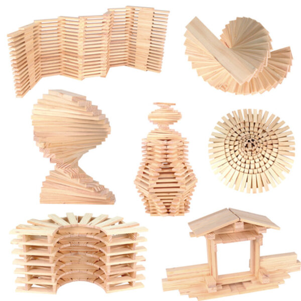 Log Construction Wooden Puzzle Assembling Building Block Toy - Image 7