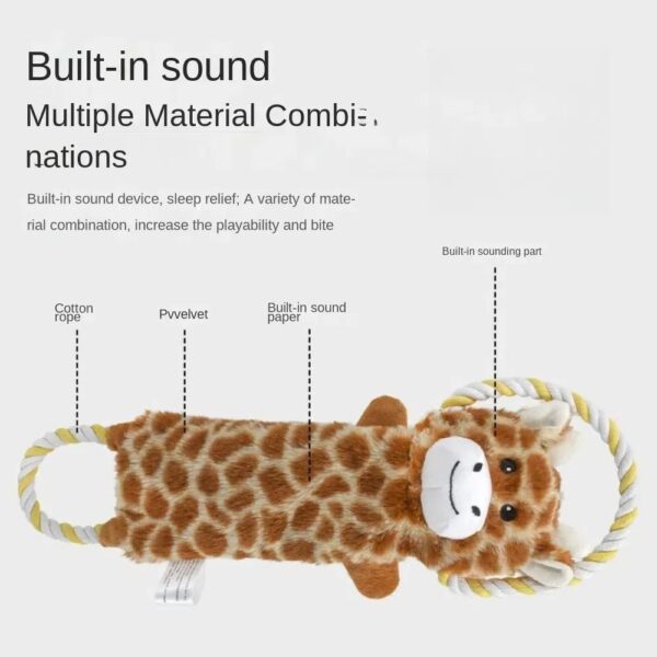Funny Plush Dog Toys Stuffed Animal-Shaped Zebras Elephant Pet Chew Squeaky Toy Bite Resistant With Rope - Image 10