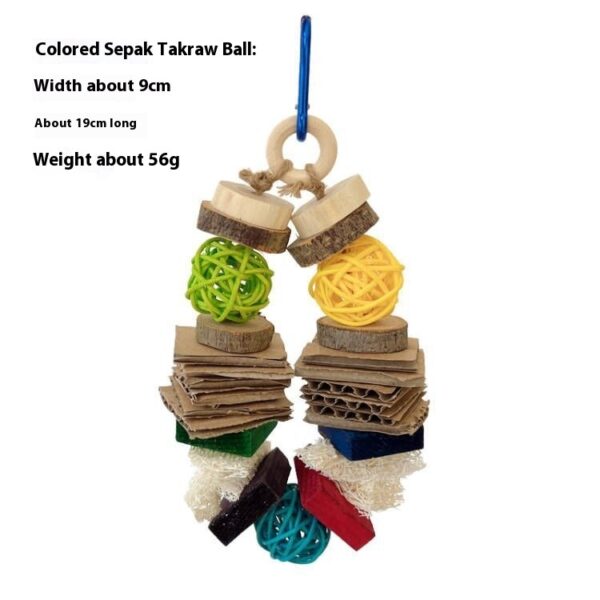 Colorful Wooden Hanging String Rabbit Hamster Molar Vine Bal Parrot Toys - Image 3