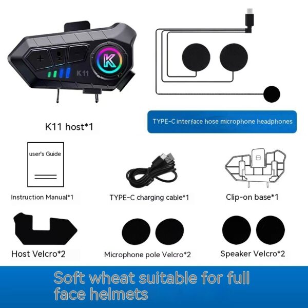 Motorcycle Helmet Heavy Bass Long Endurance Waterproof Bluetooth Headset - Image 2