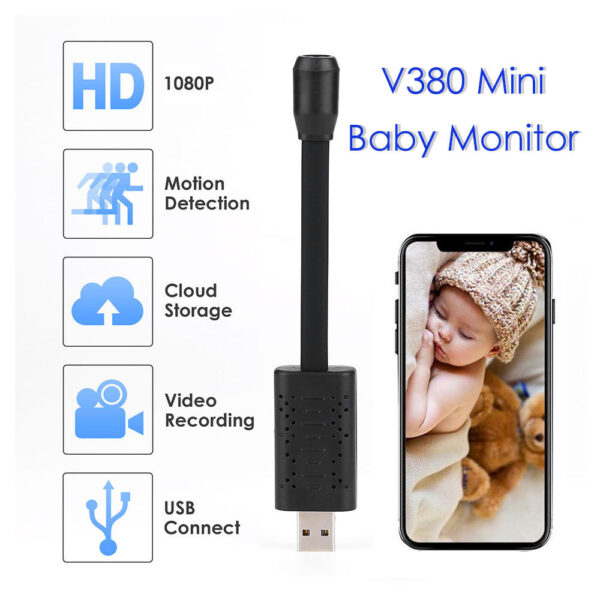 Smart Baby Monitor V380 1080P Mini IP Camera Wireless WiFi Camera Security Surveillance CCTV Camera Loop Recording Camera - Image 3
