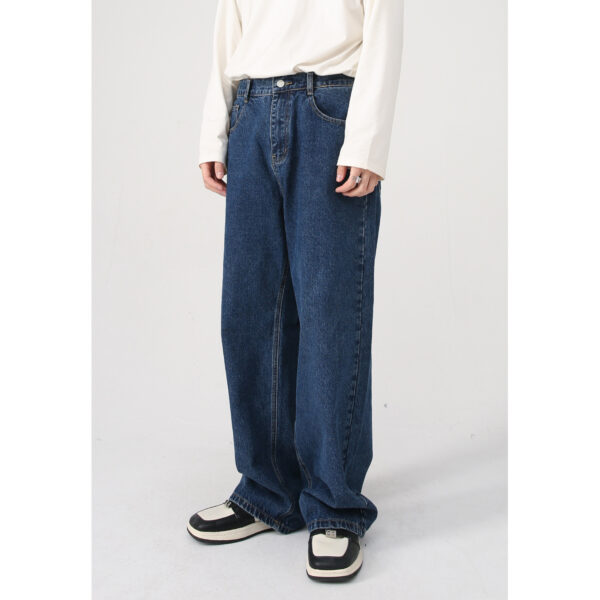 Korean Version Loose Elastic Waist Straight Casual Jeans For Men - Image 6