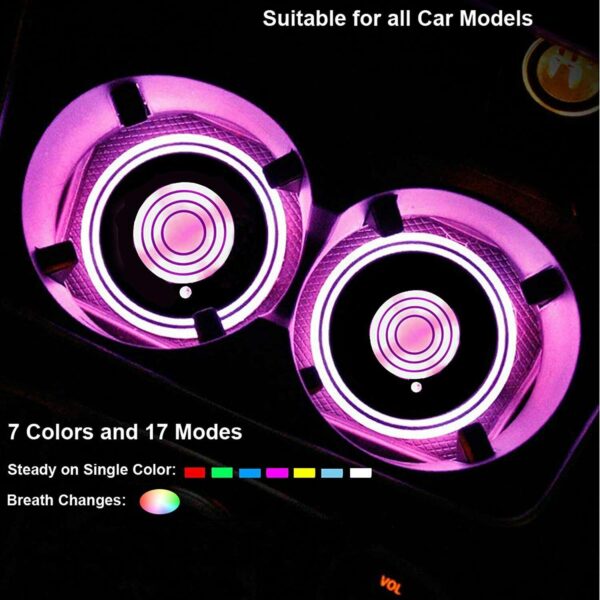 USB Charging Car Led Cup Holder Water Bottom Mat - Image 6