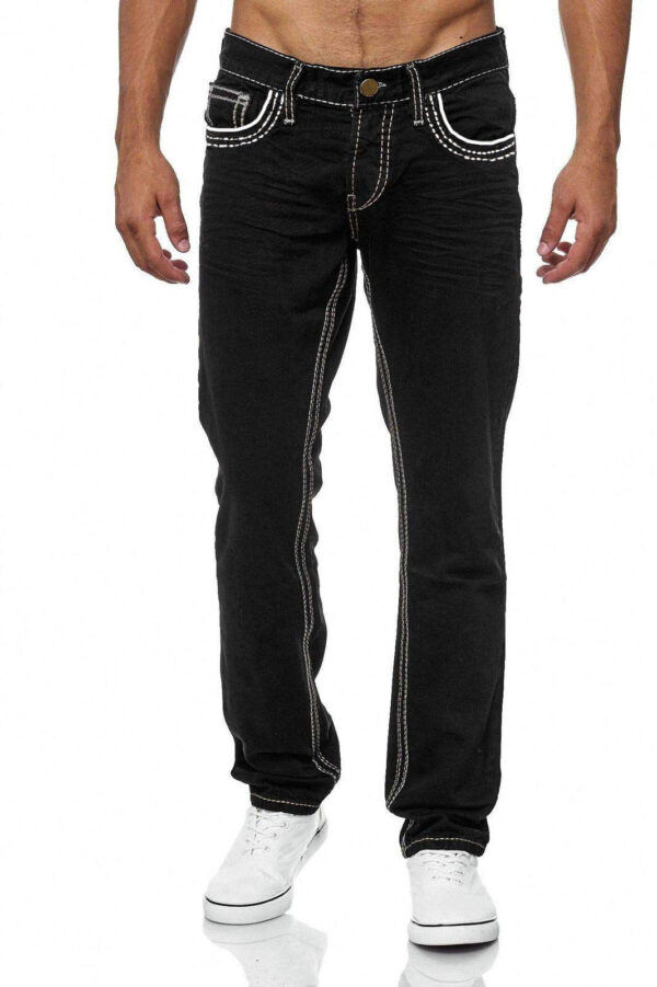 Men Jeans With Pockets Straight Pants Business Casual Daily Streetwear Trousers Men's Clothing - Image 4