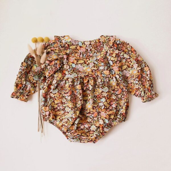 Linen Floral Baby Girl Jumpsuit - Image 2