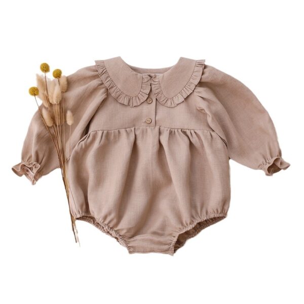 Linen Floral Baby Girl Jumpsuit - Image 4