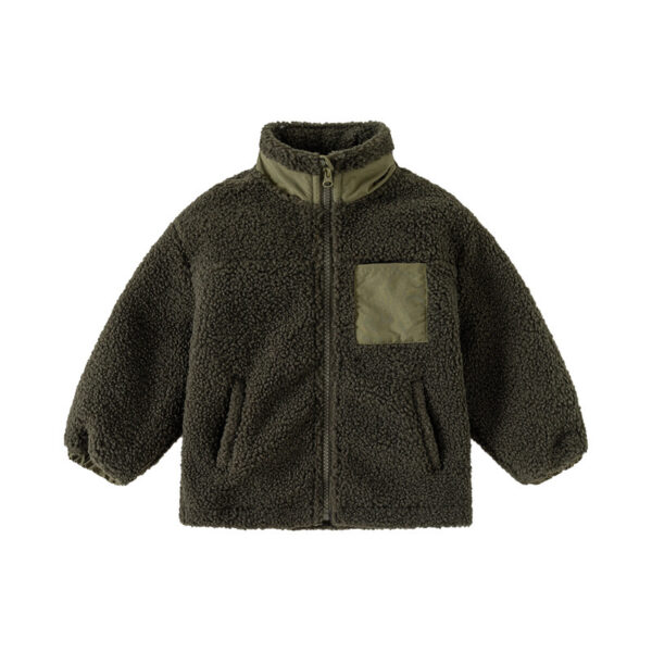hingBoys' Thickening Coat Fleece Stand Collar Stitc - Image 3