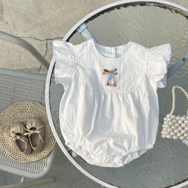 Baby Summer New Baby Girl Bunny Embroidery Bottom-covering Rompers - Image 3