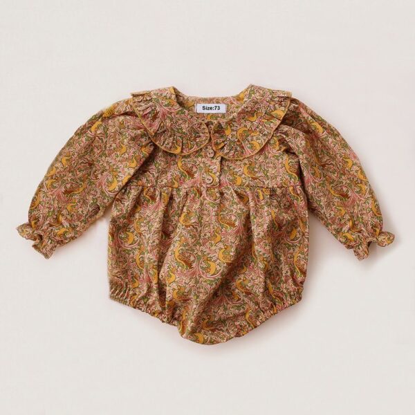 Linen Floral Baby Girl Jumpsuit - Image 5
