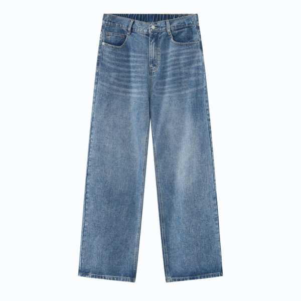 Korean Version Loose Elastic Waist Straight Casual Jeans For Men - Image 8