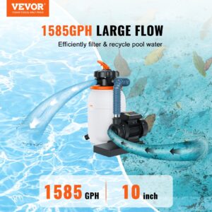 VEVOR Sand FilterPump For Above Ground Pools, 10-inch, 1585 GPH, 0.33 HP Swimming Pool Pumps System & Filters Combo Set With 5-Way Multi-Port Valve & Pressure Gauge, For Domestic And Commercial Pools