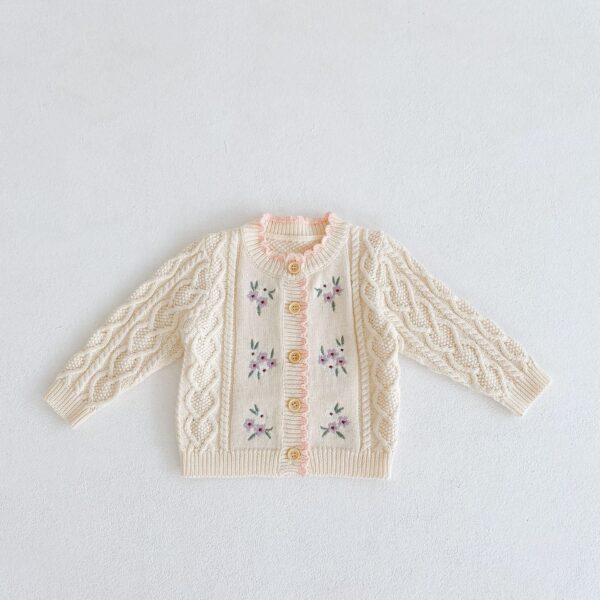 Baby Girl Baby Flower Embroidered Coat - Image 3