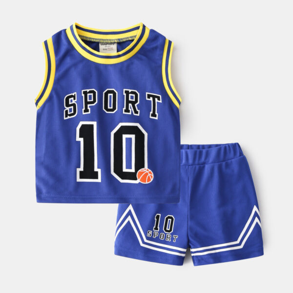 Children's Basketball Clothing Suits Baby Vest Suit Boys Sweatshirt Two-piece Summer Style Tide - Image 2
