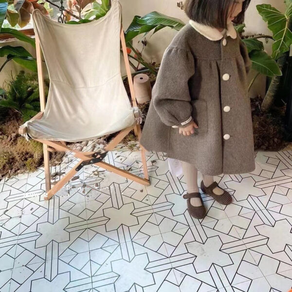 Doll Collar Mid-length Girls' Woolen Winter Winter New Coat - Image 3