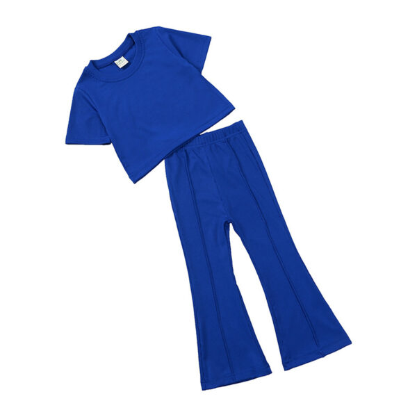 Girls' Short-sleeved Shirt Bell-bottom Pants Two-piece Set - Image 6