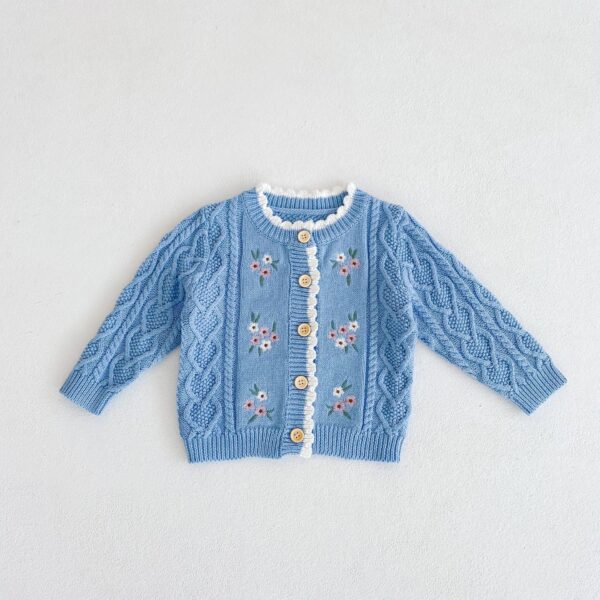 Baby Girl Baby Flower Embroidered Coat - Image 4