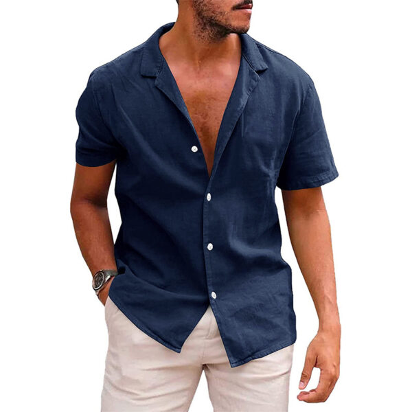 Men's Tops Casual Button Down Shirt Short Sleeve Beach Shirt Summer Mens Clothing - Image 4