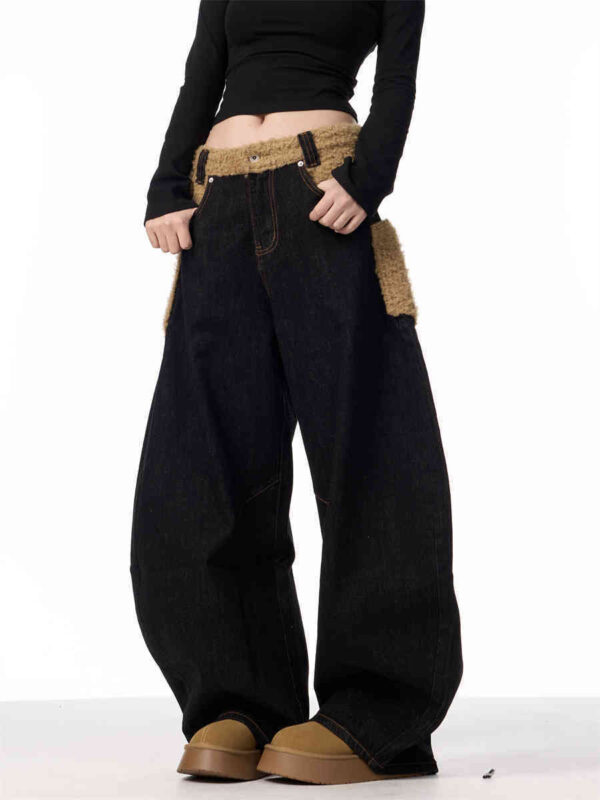 Retro Minority Design Inside-out Wear Stitching Jeans For Women - Image 7