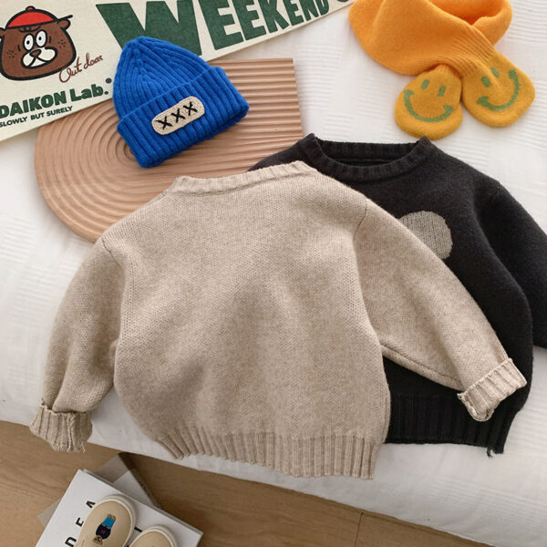 Fashion Sweater Boys Bear Jacquard Knit - Image 3