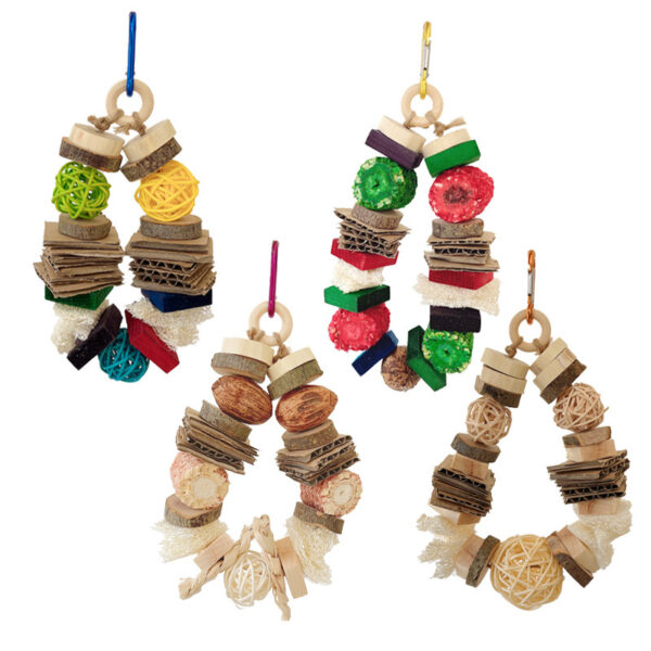 Colorful Wooden Hanging String Rabbit Hamster Molar Vine Bal Parrot Toys - Image 4