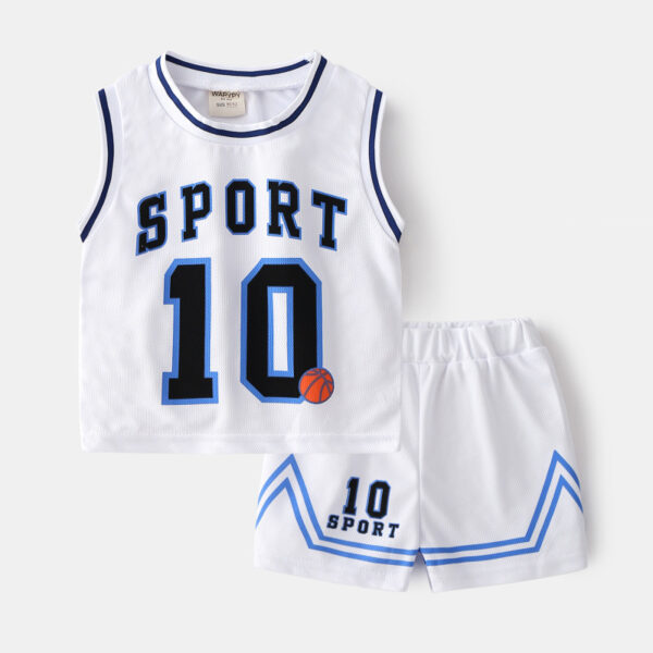Children's Basketball Clothing Suits Baby Vest Suit Boys Sweatshirt Two-piece Summer Style Tide - Image 5