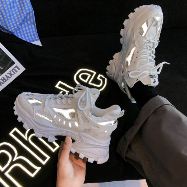 Mens Fashion Casual Reflective Thick-soled Sneakers - Image 6