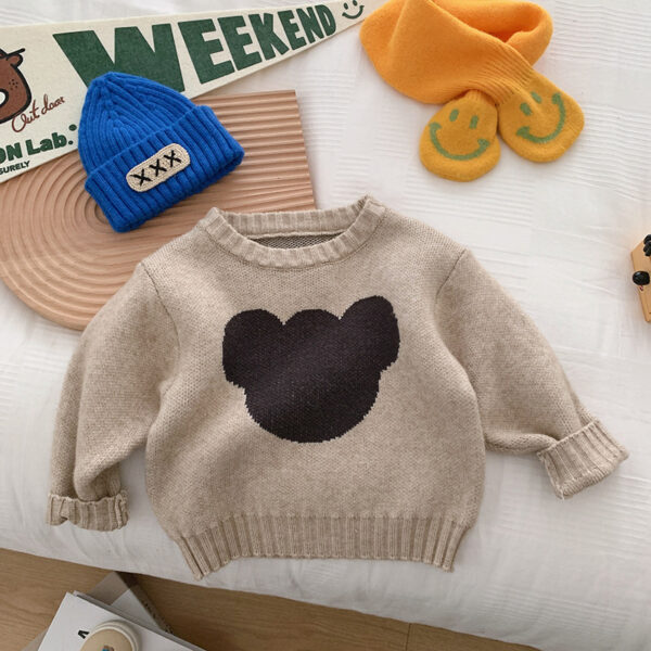 Fashion Sweater Boys Bear Jacquard Knit - Image 4