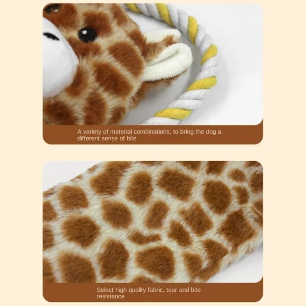 Funny Plush Dog Toys Stuffed Animal-Shaped Zebras Elephant Pet Chew Squeaky Toy Bite Resistant With Rope - Image 2