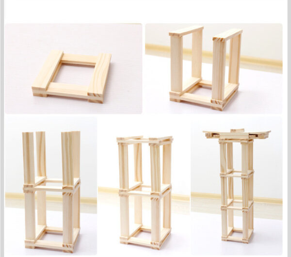 Log Construction Wooden Puzzle Assembling Building Block Toy - Image 4