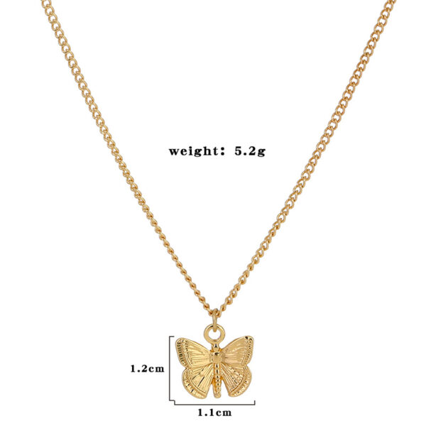European and American net red necklaces hot-selling gold necklaces, personalized wild small butterfly metal pendants, retro necklaces - Image 3