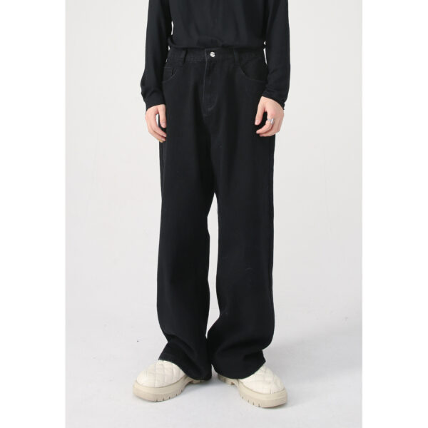 Korean Version Loose Elastic Waist Straight Casual Jeans For Men - Image 2