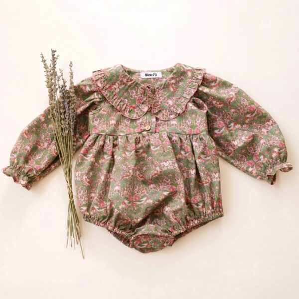 Linen Floral Baby Girl Jumpsuit - Image 10