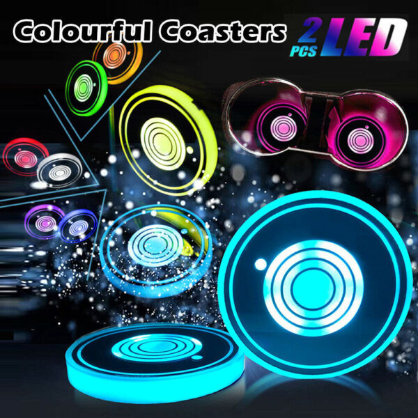 USB Charging Car Led Cup Holder Water Bottom Mat - Image 5