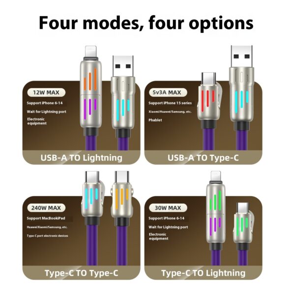 240W Data Cable Fast Charging Two-to-two Charging Cable - Image 2