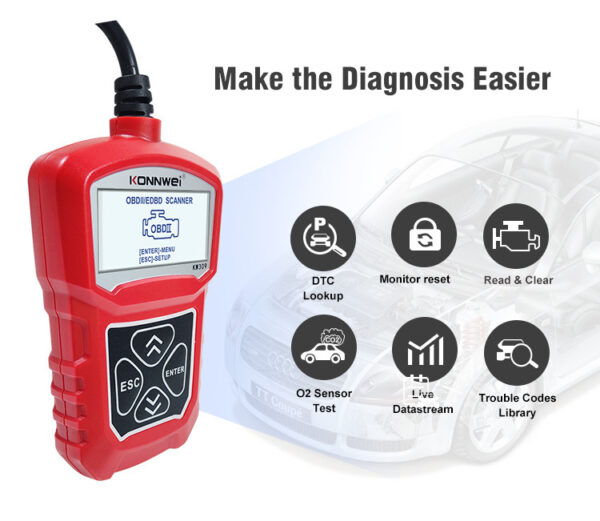 KW310 Car Diagnostic Scanner Scanner Barcode Reader Tool - Image 7