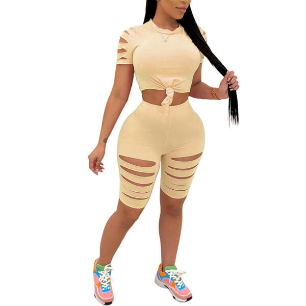 Fashion Casual Sports Suit Broken Hole Women Clothing - Image 7