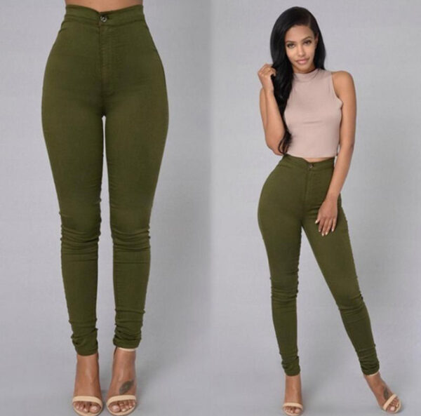 Casual Pants For Women High Waist Stretch Slim Trouser Skinny Candy Color Jeans - Image 8