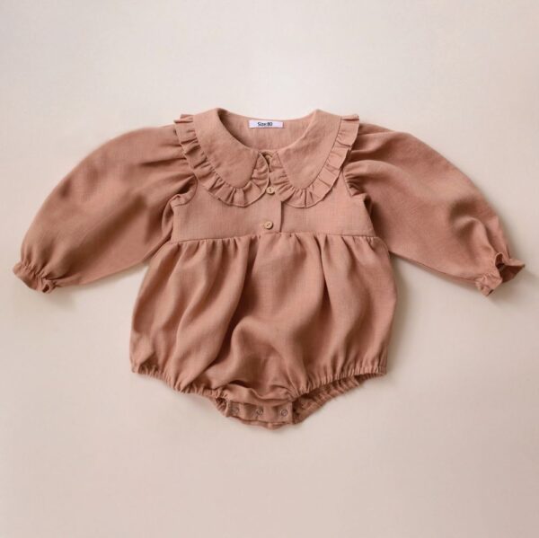 Linen Floral Baby Girl Jumpsuit - Image 9