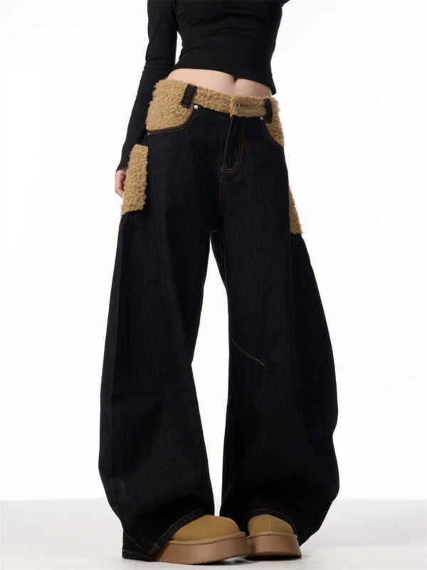 Retro Minority Design Inside-out Wear Stitching Jeans For Women - Image 4