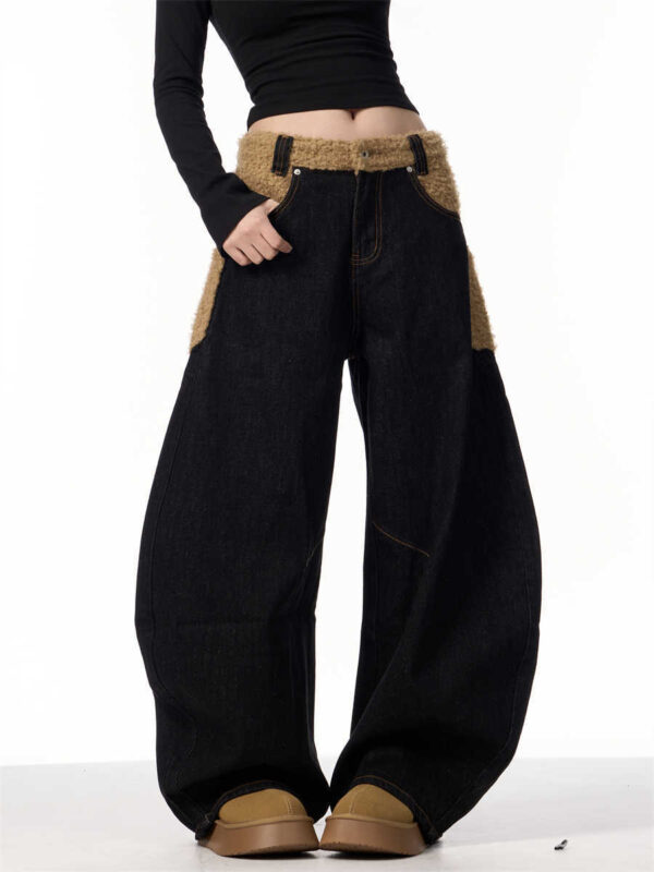 Retro Minority Design Inside-out Wear Stitching Jeans For Women - Image 5