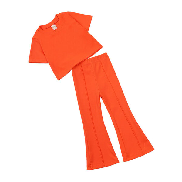 Girls' Short-sleeved Shirt Bell-bottom Pants Two-piece Set - Image 7